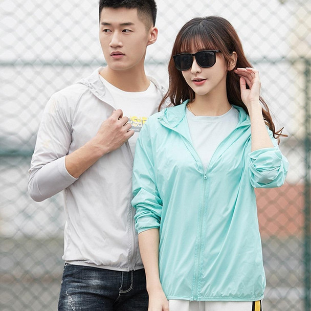 Lovers Hooded Outdoor Windproof And UV Proof Sun Proof Clothes (Color:Light Green Size:XXL)