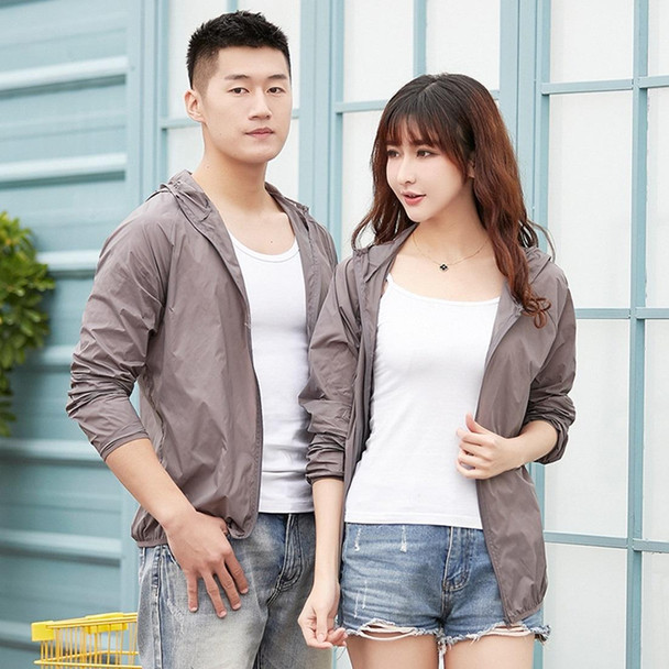 Lovers Hooded Outdoor Windproof And UV Proof Sun Proof Clothes (Color:Dark Gray Size:L)