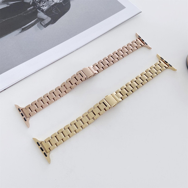 Three-beads Steel Watch Band - Apple Watch Series 7 45mm / 6 & SE & 5 & 4 44mm / 3 & 2 & 1 42mm(Gold)