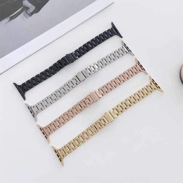 Three-beads Steel Watch Band - Apple Watch Series 7 45mm / 6 & SE & 5 & 4 44mm / 3 & 2 & 1 42mm(Gold)