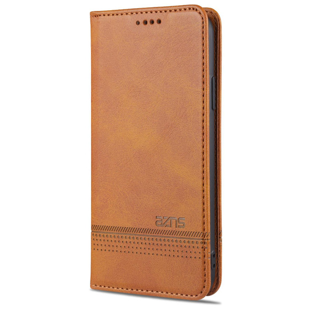 AZNS Magnetic Calf Texture Horizontal Flip Leatherette Case with Card Slots & Holder & Wallet - iPhone XR(Light Brown)