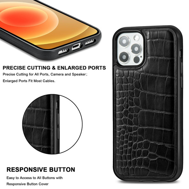 Crocodile Texture Embossing Magnetic PU + TPU Protective Magsafe Case - iPhone 12 / 12 Pro(Black)