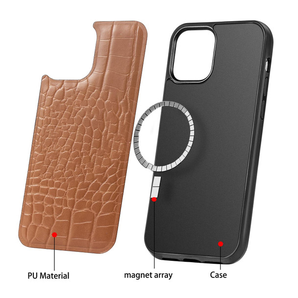 Crocodile Texture Embossing Magnetic PU + TPU Protective Magsafe Case - iPhone 12 mini(Brown)