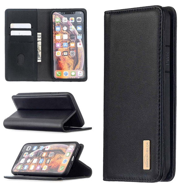 iPhone XS Max 2 in 1 Detachable Magnetic Horizontal Flip Genuine Leather Case with Holder & Card Slots & Wallet(Black)