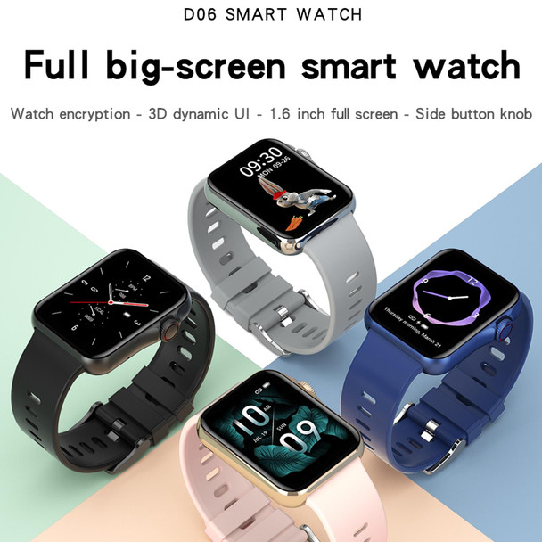D06 1.6 inch IPS Color Screen IP67 Waterproof Smart Watch, Support Sport Monitoring / Sleep Monitoring / Heart Rate Monitoring(Grey)