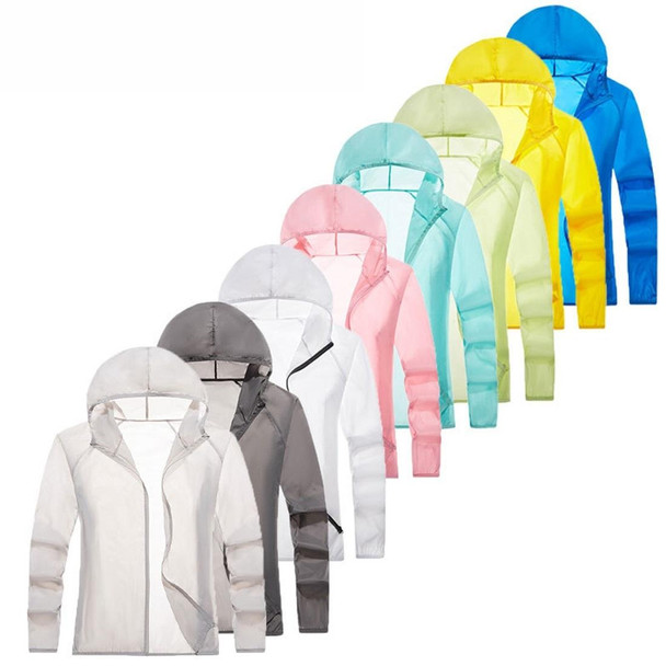 Lovers Hooded Outdoor Windproof And UV Proof Sun Proof Clothes (Color:Light Grey Size:XXXL)