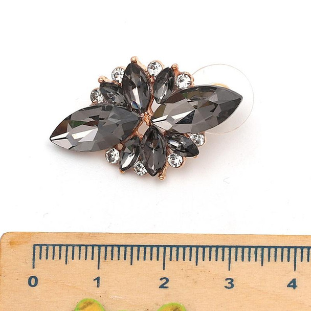 Five-leaf Petal Crystal Earrings Pink Diamond Earrings Simple Jewelry(black)