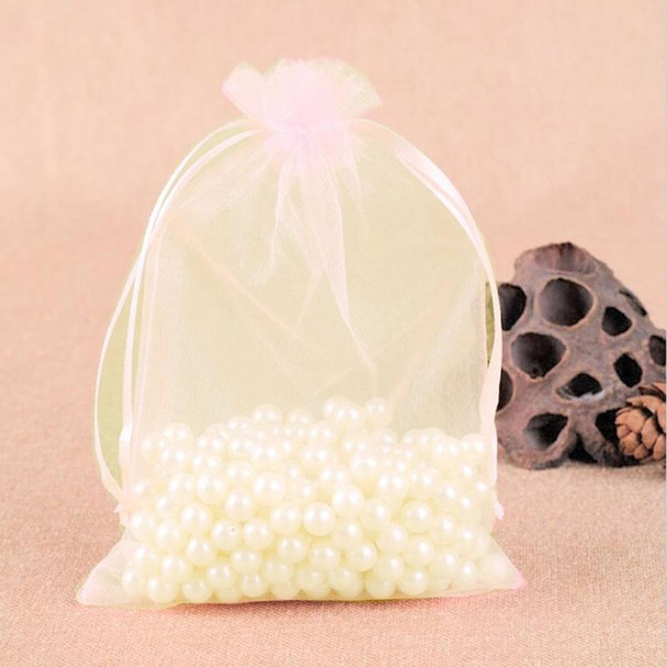 100 PCS Gift Bags Jewelry Organza Bag Wedding Birthday Party Drawable Pouches, Gift Bag Size:16X22cm(Shell Pink)