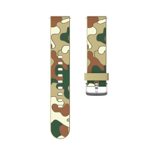 20mm - Amazfit GTR 2 / GTR 42mm Camouflage Silicone  Watch Band with Silver Buckle(7)