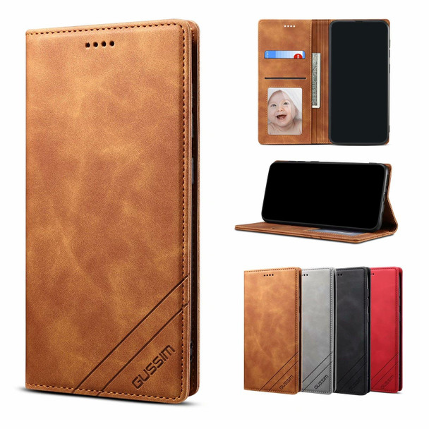 Samsung Galaxy S20 FE GUSSIM GS-001 Business Style Horizontal Flip Skin Feel PU Leather Case with Holder & Card Slots & Wallet & Photo Frame(Brown)