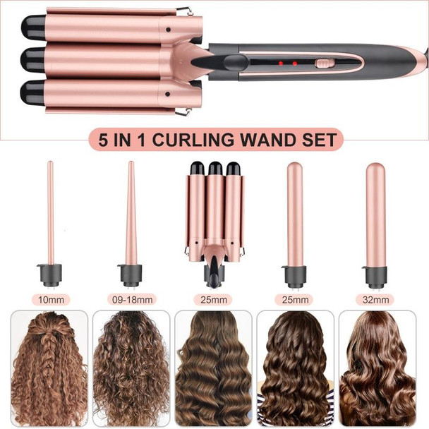 5 In 1 Tube Changed LED Display Tourmaline Ceramic Hair Curler(US Plug)