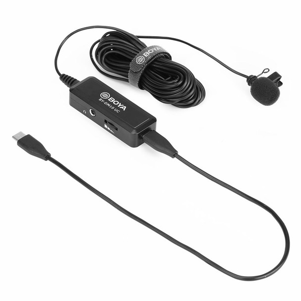 BOYA BY-DM10 UC USB-C / Type-C Plug Broadcast Lavalier Microphone with Windscreen, Cable Length: 6m (Black)