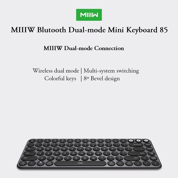 Original Xiaomi MIIIW 85 Keys 2.4GHz Mini Bluetooth Dual-Mode Wireless Keyboard(Black)
