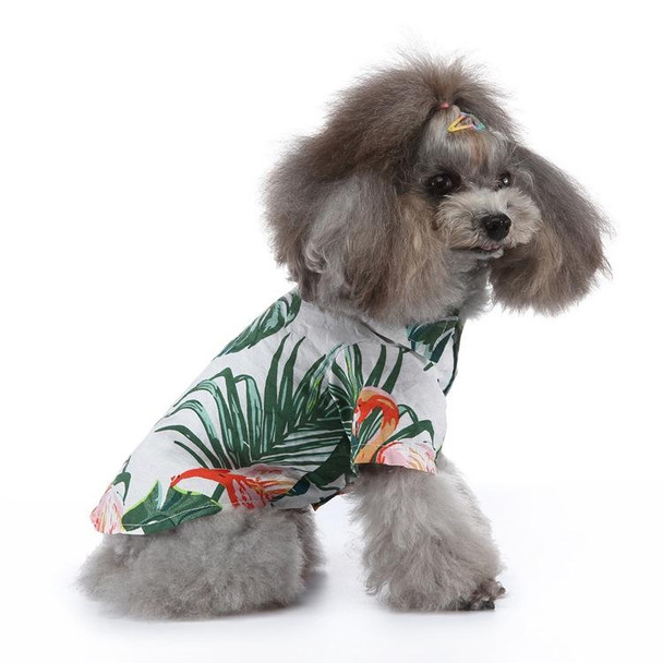 2 PCS Pet Beach Shirt Dog Print Spring And Summer Clothes, Size: M(Green White)