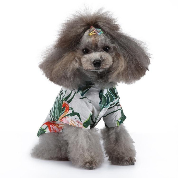 2 PCS Pet Beach Shirt Dog Print Spring And Summer Clothes, Size: M(Green White)