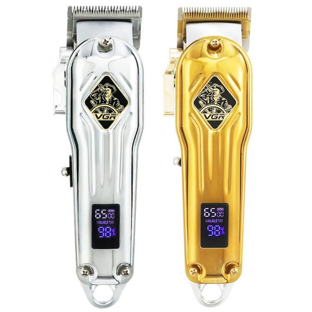 VGR V-267 10W USB Metal Hair Clipper with LED Digital Display & 5 Gears Adjustment (Gold)