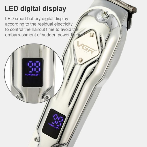 VGR V-261 8W USB Metal Professional Hair Clipper with LED Digital Display (Silver)