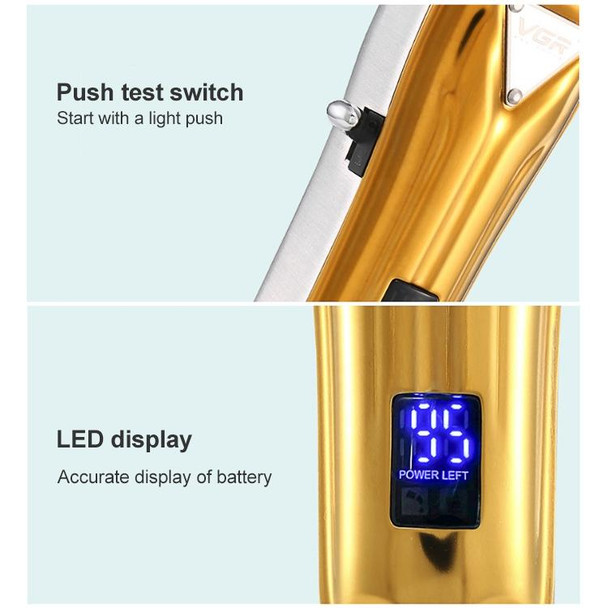 VGR V-063 8W USB Household Portable Metal Hair Clipper with LCD Display(Gold)