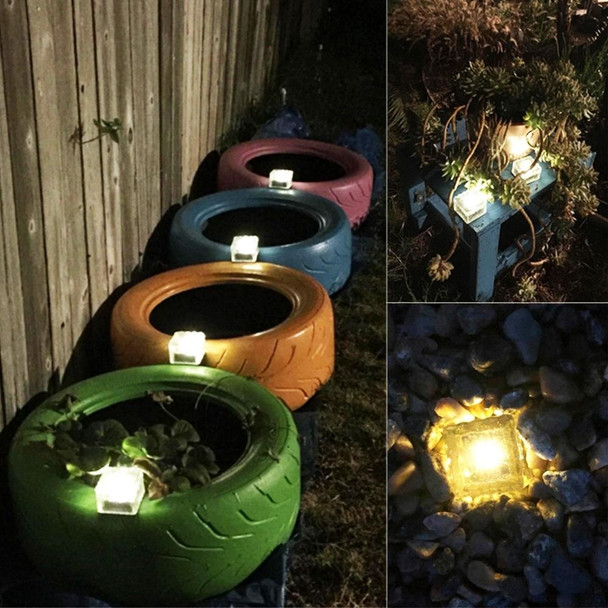 Solar Powered Square Tempered Glass Outdoor LED Buried Light Garden Decoration Lamp IP55 WaterproofSize: 10 x 10 x 5.2cm(Red Light)