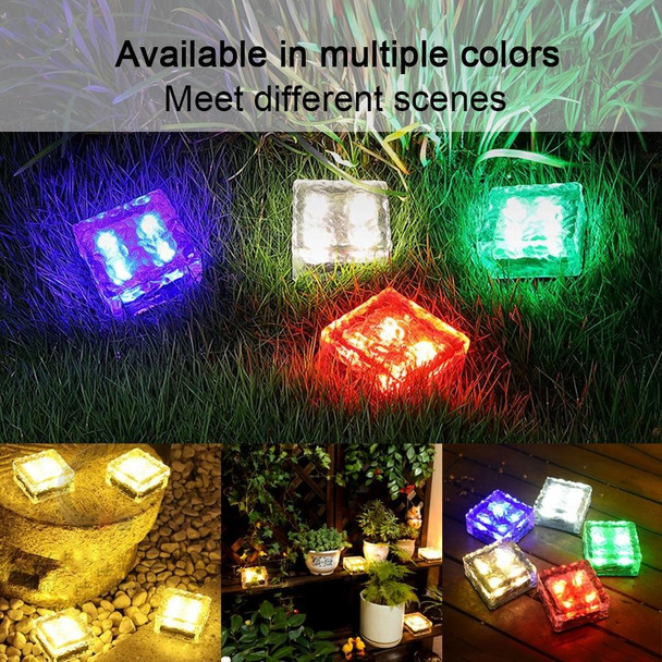Solar Powered Square Tempered Glass Outdoor LED Buried Light Garden Decoration Lamp IP55 WaterproofSize: 10 x 10 x 5.2cm(Green Light)