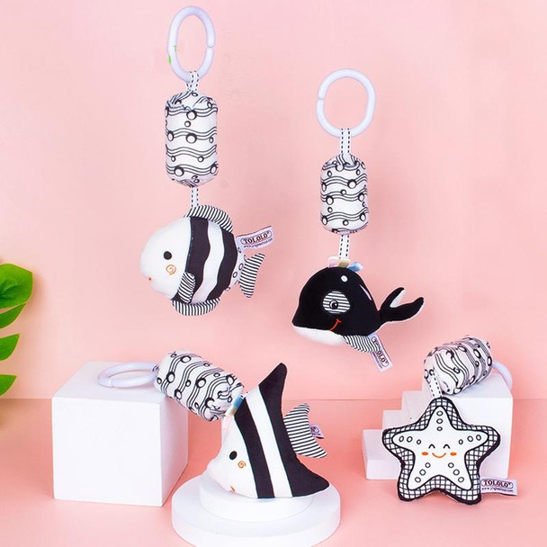 TOLOLO T168231-4 Newborn Bed Bell Early Education Toy Visually Inspires Black And White Wind Chimes Baby Bed Hanging(4D Starfish)