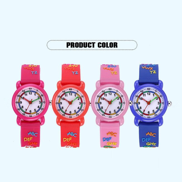 JNEW A335-20094 Children 3D Cartoon Letters Rubber Shell Waterproof Quartz Watch(Blue)