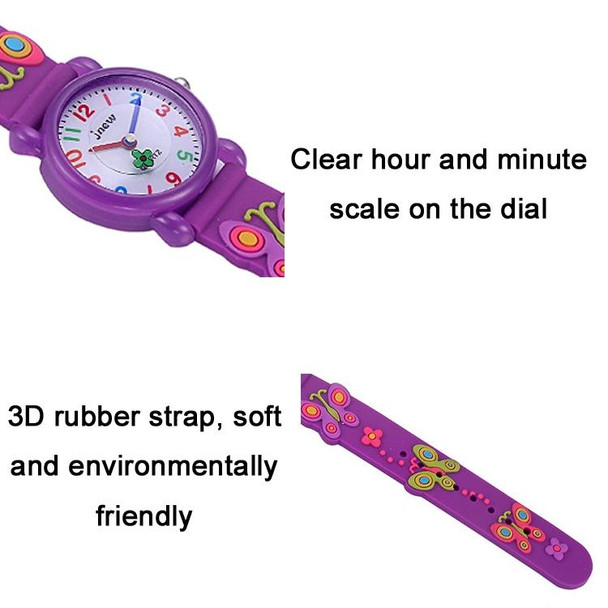 JNEW A335-21975 Children 3D Silicone Cartoon Butterfly Waterproof Quartz Watch(Rose Red)