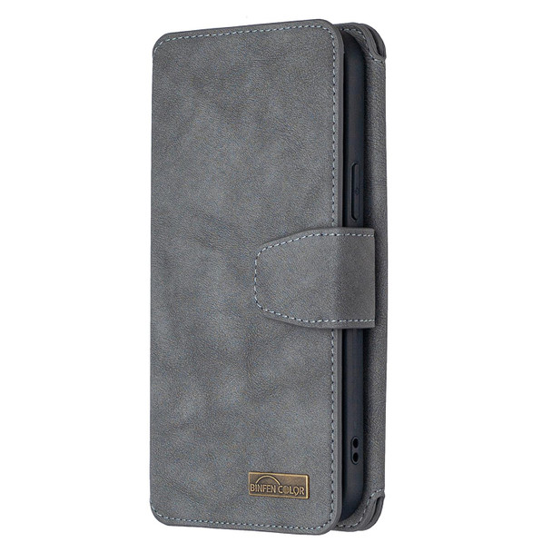 Detachable Frosted Magnetic Horizontal Flip Leatherette Case with Card Slots & Holder & Zipper Wallet & Photo Frame - iPhone 12 Pro Max(Grey)