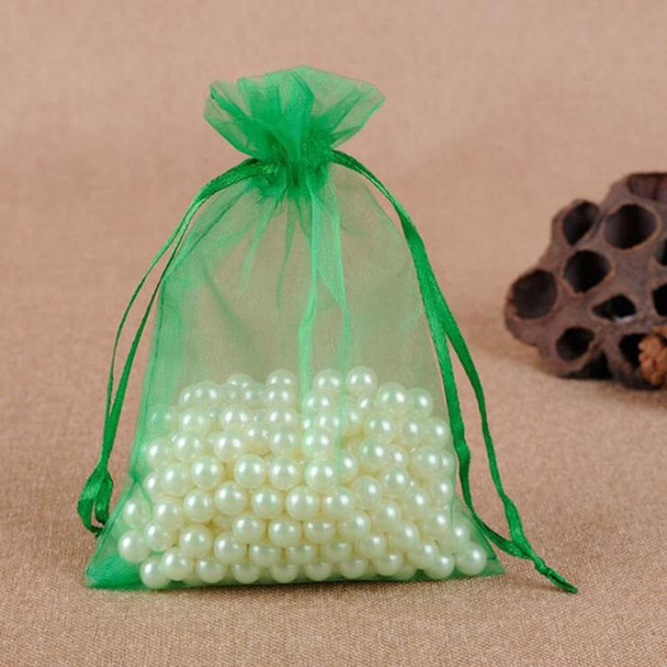 100 PCS Gift Bags Jewelry Organza Bag Wedding Birthday Party Drawable Pouches, Gift Bag Size:20x30cm(Grass Green)