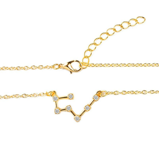 Fashion Zircon Pendant Zodiac Guardian Necklace Short Clavicle Chain(Aries-Gold)