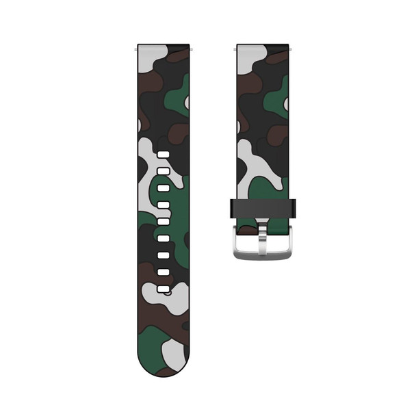 20mm - Amazfit GTR 42mm Camouflage Silicone  Watch Band with Silver Buckle(3)