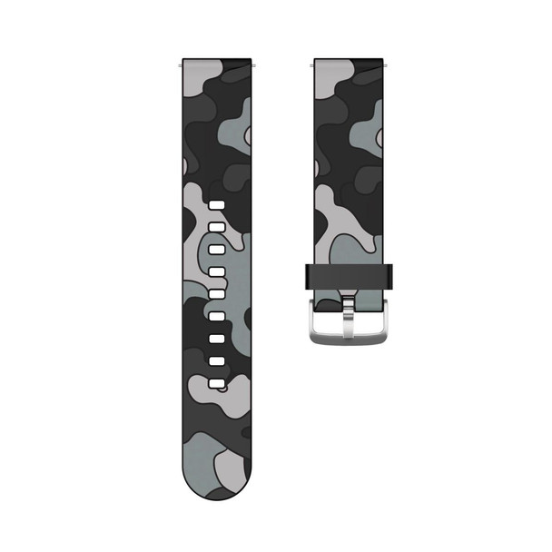 20mm - Fossil Gen 5 Carlyle / Julianna / Garrett / Carlyle HR Camouflage Silicone  Watch Band with Silver Buckle(5)