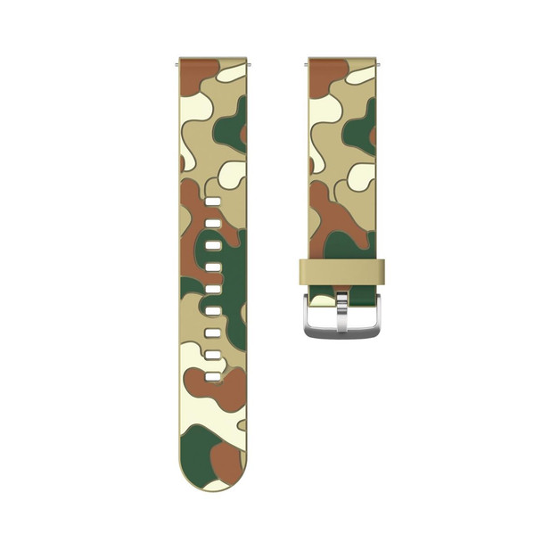 20mm - Amazfit GTR 42mm Camouflage Silicone  Watch Band with Silver Buckle(7)