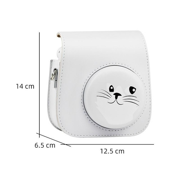 Cartoon Full Body Camera PU Leatherette Case Bag with Strap for FUJIFILM instax mini 9 / mini 11 / mini 8(Gray Small Milk Dog)