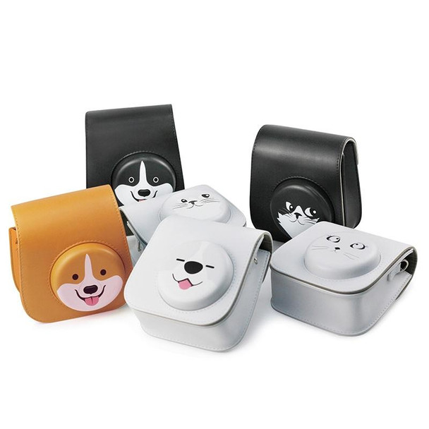 Cartoon Full Body Camera PU Leatherette Case Bag with Strap for FUJIFILM instax mini 9 / mini 11 / mini 8(Gray Small Milk Dog)