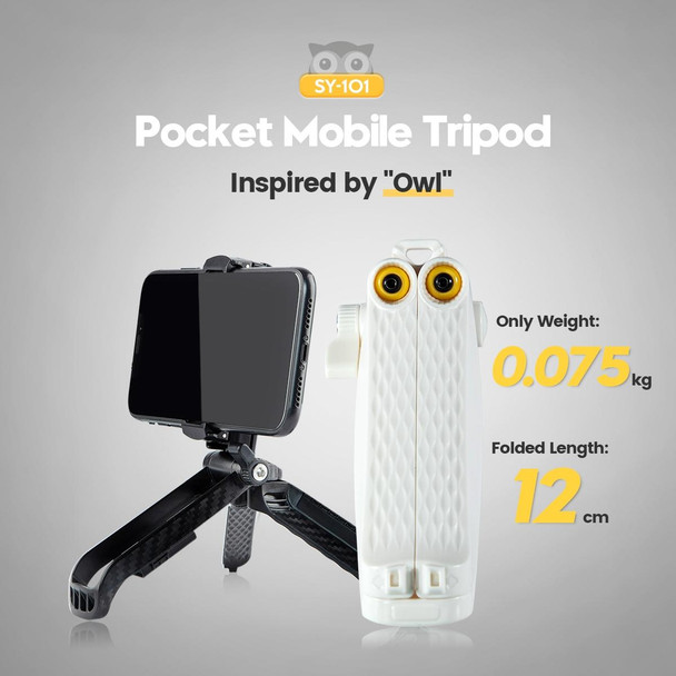 Fotopro SY-101 Pocket Mini Tripod Mount with Phone Clamp for Smartphones (White)