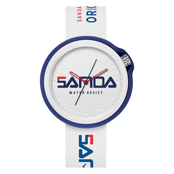 SANDA 3200 Silicone Belt Quartz Sports Watch - Men And Women(White Blue)