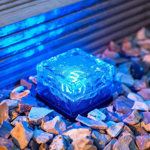 Solar Powered Square Tempered Glass Outdoor LED Buried Light Garden Decoration Lamp IP55 WaterproofSize: 10 x 10 x 5.2cm(Blue Light)