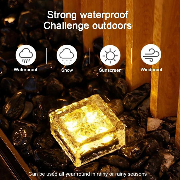 Solar Powered Square Tempered Glass Outdoor LED Buried Light Garden Decoration Lamp IP55 WaterproofSize: 10 x 10 x 5.2cm(Blue Light)