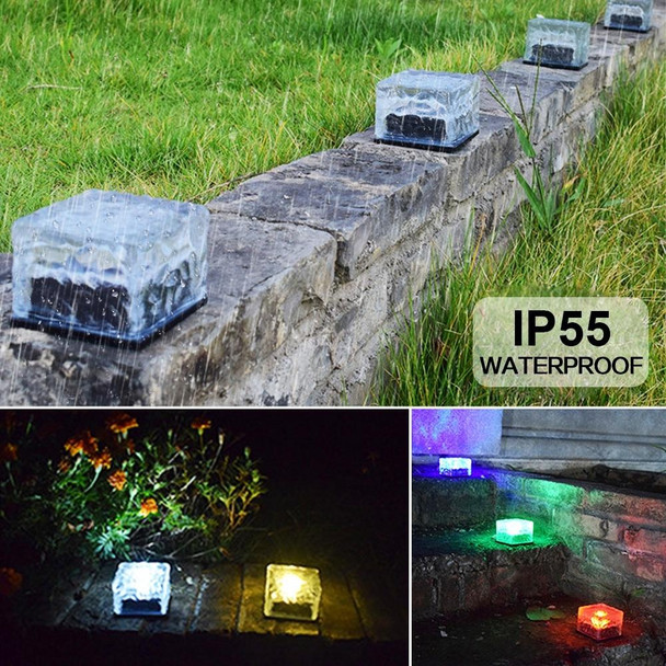 Solar Powered Square Tempered Glass Outdoor LED Buried Light Garden Decoration Lamp IP55 WaterproofSize: 10 x 10 x 5.2cm(Blue Light)