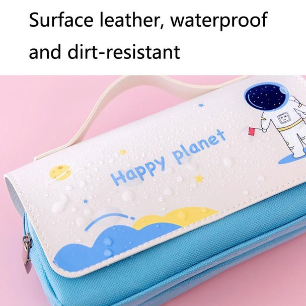 2 PCS Large-Capacity Pencil Case Student Cute Portable Stationery Bag Cartoon Multifunctional Stationery Box(Blue)