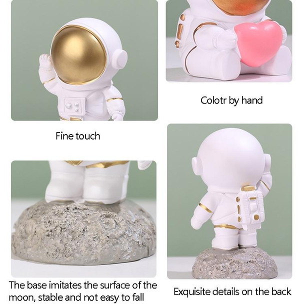 2 PCS Resin Crafts Space Astronaut Ornaments Home Office Desktop Ornaments Children Gift, Style: Sitting With Heart Gold