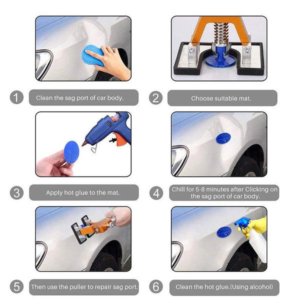 40 in 1 Auto Car Metal PDR Dent Lifter-Glue Puller Tab Hail Removal Paintless Car Dent Repair Tools Kit, with 20W Glue Gun, US Plug or EU Plug