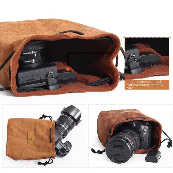 S.C.COTTON Liner Shockproof Digital Protection Portable SLR Lens Bag Micro Single Camera Bag Square Brown L