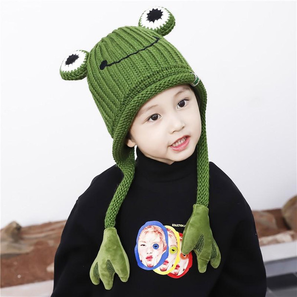 Children Cartoon Frog Woolen Hat Warm Knitted Hat Bomber Hat, Size: - 1-3 Years Old(Yellow)