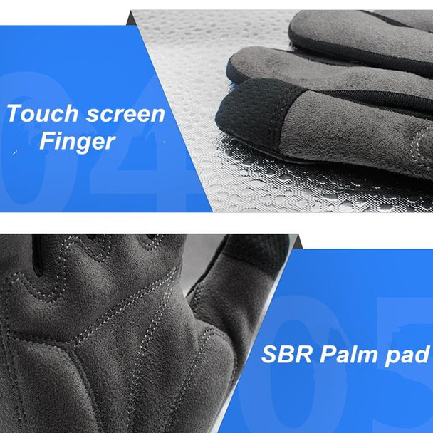 Boodun Bicycle Gloves Long Finger Cycling Glove Sports Outdoor Elastic Touch Screen Gloves, Size: S(Blue)