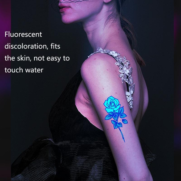 10 PCS Dark Fluorescent Color Changing Animal Luminous Flower Arm Waterproof Adult Tattoo Stickers(BY-004)