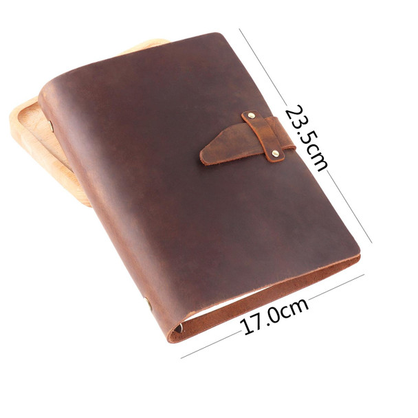 A5 Cowhide Retro Loose-Leaf Notebook Diary Office Business Simple Notepad Crazy Horse Leatherette Handbook(Coffee)