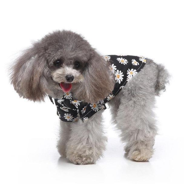 2 PCS Pet Beach Shirt Dog Print Spring And Summer Clothes, Size: S(Black)