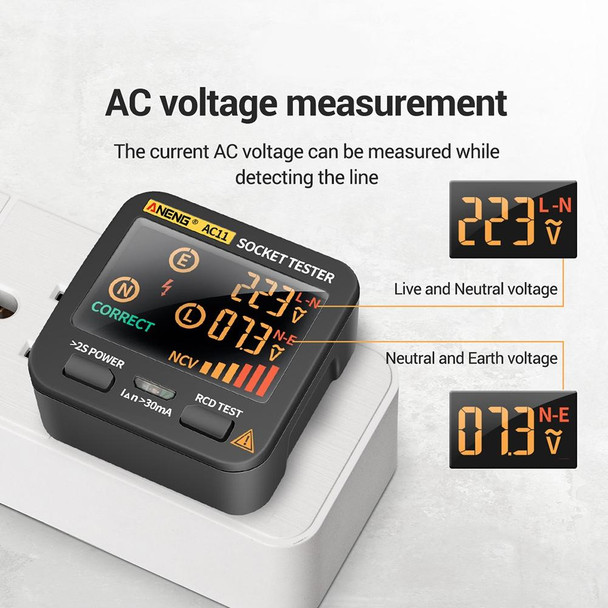 ANENG AC11 Multifunctional Digital Display Socket Tester Electrical Ground Wire Tester(AU Plug)